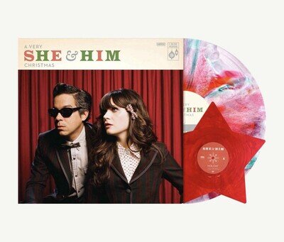 A Very She & Him Christmas - Smush Vinyl + Red Star Shaped 12” - Blood Records