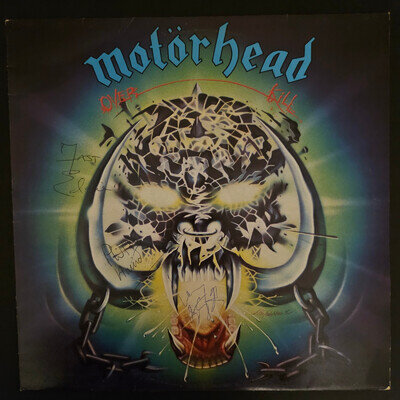 MOTORHEAD - Overkill LP - Signed - By Lemmy Eddie & Phil -- RARE AND GREAT ITEM!