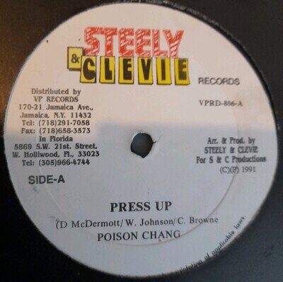 POISON CHANG/JOHNNY P - Press Up/Look Good (12" Reggae Vinyl) 1991 Pre-owned