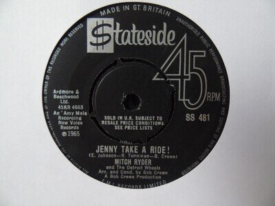 MITCH RYDER JENNY TAKE A RIDE 1965 STATESIDE 7" NM SOUL