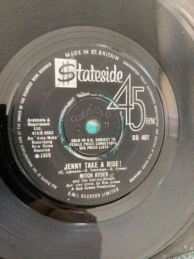 Mitch Ryder and the Detroit Wheels. Jenny take a Ride. . 7” single. 1965.