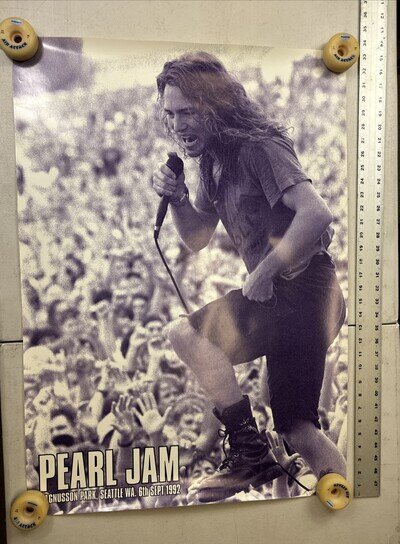 Original PEARL JAM Poster Magnusson Park Seattle Sept 1992 Eddie Vedder 35 x 26"