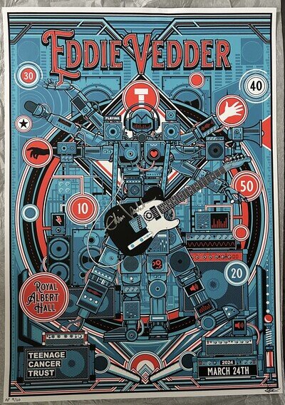 Eddie Vedder Signed Autographed Poster 2034 Artist S/N AP of 20! Rare Pearl Jam