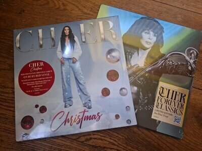 Cher LP Bundle - Christmas (Red Vinyl) + Forever Classics 2xLP (Sea Blue Vinyl)