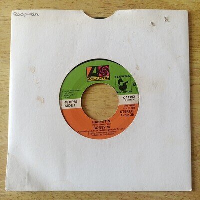 Boney M: Rasputin 7" Single Tested Large Centre Hole K 11192