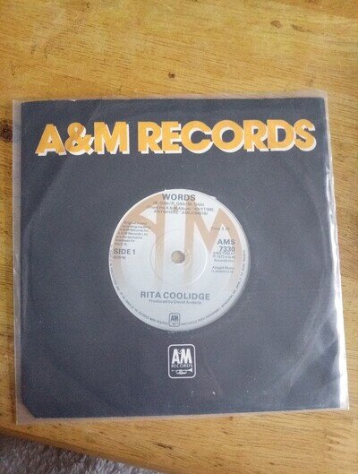 Rita Coolidge 7" Single A&M AMS 7330 Solid Middle Words Company Sleeve