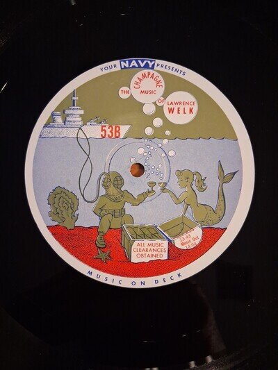 Vintage 16" Transcription Vinyl LAWRENCE WELK VG + NAVY PRESENTS