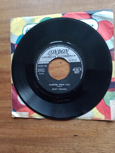 RICKY NELSON JUST A LITTLE TOO MUCH / SWEETER THAN YOU 7" SINGLE VINYL RECORD