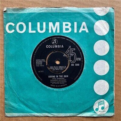 RICHARD ANTHONY CRYING IN THE RAIN 7" 1965 With I don't know what to do - nice c