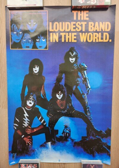 KISS Super RARE Vintage 1982 Creatures Loudest Band In The World 23x35 Poster VG