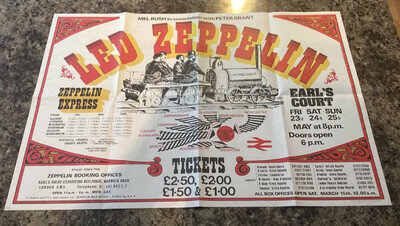 LED ZEPPELIN 1975 EARLS COURT LARGE COLOURED POSTER