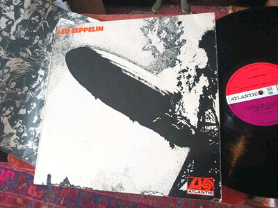 LED ZEPPELIN - Led Zeppelin, RARE UK PLUM/RED DEBUT + 'HEAD HUNTERS' BAG