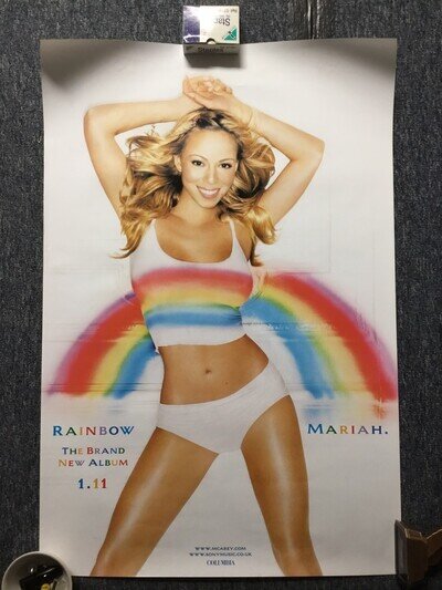 SUPER RARE VINTAGE 77x51cm MARIAH CAREY BILLBOARD/RECORD SHOP POSTER 1999 Unused