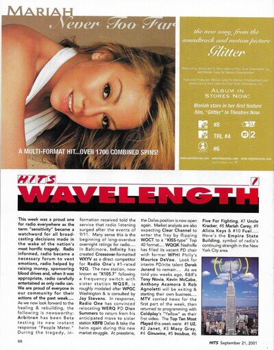 MARIAH CAREY Vintage 2001 Never PROMO TRADE AD Poster for Glitter CD MINT 8.5x11