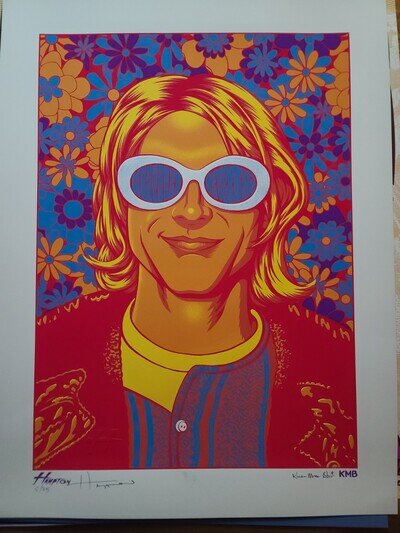 NIRVANA Kurt Cobain Art Print Poster S/N Justin Hampton Smells Like Teen Spirit