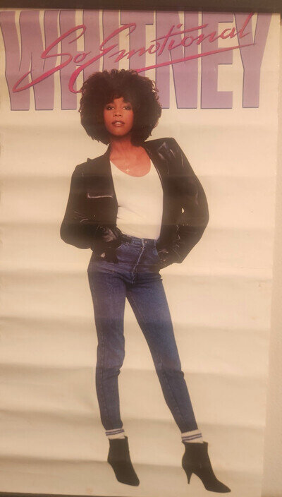 WHITNEY HOUSTON Poster 1987 Fair Condition! 11.5x22 RARE , VINTAGE!!