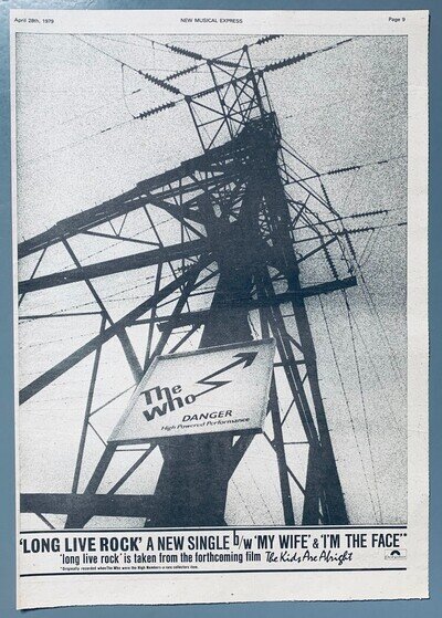 THE WHO 1979 vintage POSTER ADVERT LONG LIVE ROCK Pete Townshend Roger Daltrey
