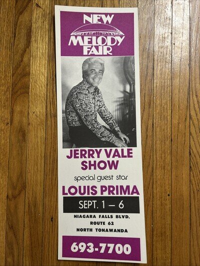 Vintage 1970 Jerry Vale Melody Fair Concert Poster