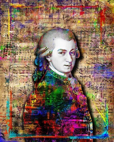 Wolfgang Amadeus Mozart 16x24in Poster, Mozart Tribute Pop Art Free Shipping US