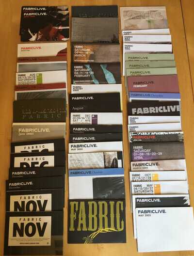 Lot 45+ FABRIC Fabriclive UK Nightclub Flyers/Posters/Listings Early 2000s Rave
