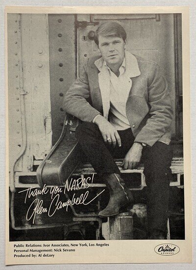 GLEN CAMPBELL 1968 original POSTER ADVERT GET TO PHOENIX grammy award