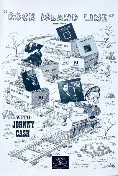 JOHNNY CASH 1970 vintage POSTER ADVERT ROCK ISLAND LINE Sun