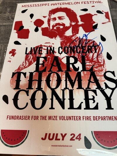 Earl Thomas Conley signed 11x17 The Late country music Icon Awesome Poster