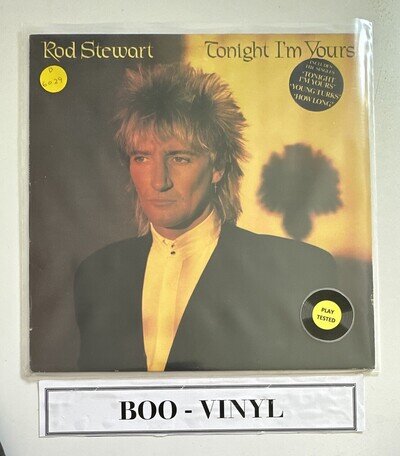 ROD STEWART - TONIGHT I'M YOURS VINYL LP + INNER LYRIC EX / VG+ CONDITION