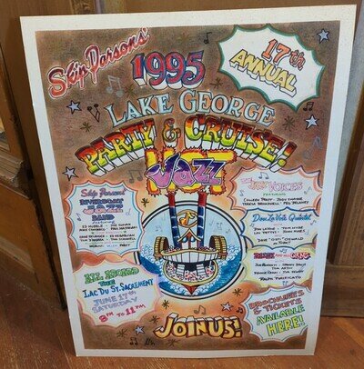 Original Legendary SKIP PARSONS Jazz ADVERTISEMENT Poster Lake George NY Party
