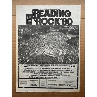 READING ROCK 1980 IRON MAIDEN/DEF LEPPARD/UFO(C) POSTER SIZED original music pre