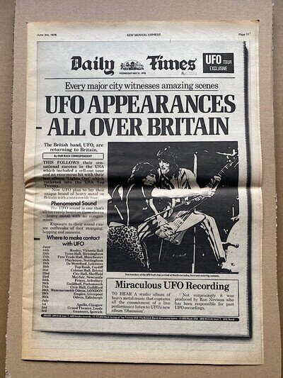- UFO 1978 TOUR POSTER SIZED original music press advert from 1978 with tour dat