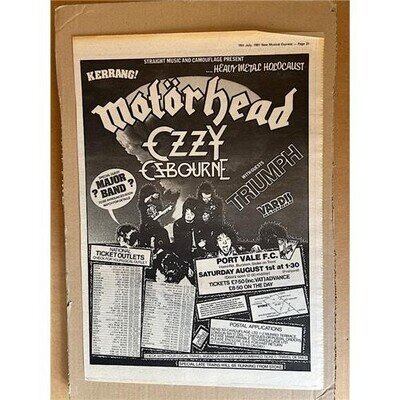 MOTORHEAD/OZZY HEAVY METAL HOLOCAUST POSTER SIZED original music press ad - 1981