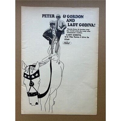 PETER AND GORDON LADY GODIVA POSTER SIZED original trade music press advert from