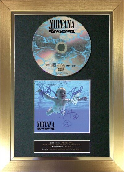 #20 NIRVANA Nevermind Album Signed CD COVER MOUNTED A4 Autograph Repro Print