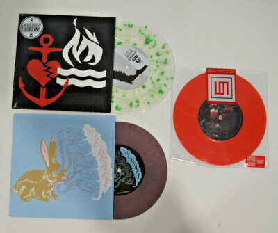 x3 Punk Rock 7" Vinyl LOT Hot Water Music Thirty Seconds to Mars, The Draft RARE