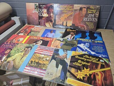 Job Lot of 24 Country and Western Vintage Vynil Records Inc Jonny cash