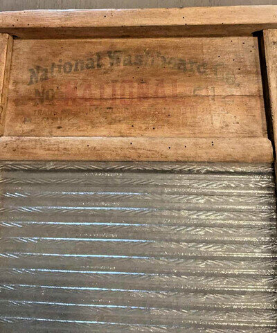Vintage National Washboard Co. No. 512 Glass Wash Board Wood Laundry