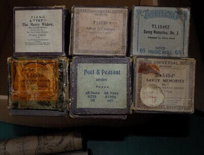 21 Pianola rolls 65-note Gilbert & Sullivan Merry Widow Popular tunes art craft