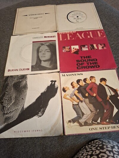 Vintage 1980s Single Vinyl Records X 6 Various Artists