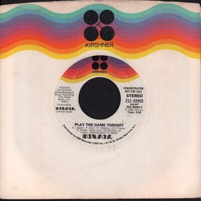 Kansas Play the Game Tonight 7" vinyl USA Kirshner 1982 Demo with company sleeve