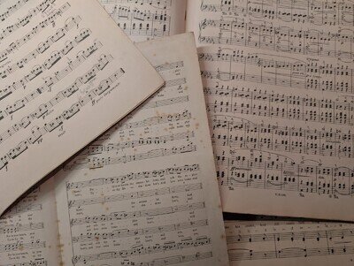 Vintage sheet music decor / decoupage / scrapbooks / crafts - 12x double sided
