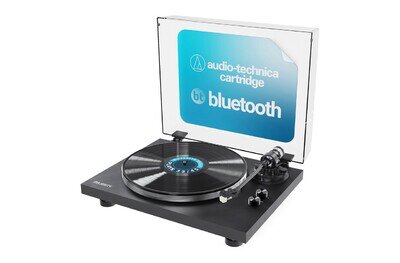 Majority Stylo Black Bluetooth Turntable with Wood Plinth & Clear Sound