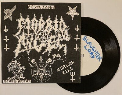 MORBID ANGEL/SLAUGHTER LORD split 7” RARE TEST PRESS FANCLUB