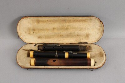 Early 19thC Antique 6 Key Ebony Flute Original Unrestored Condition
