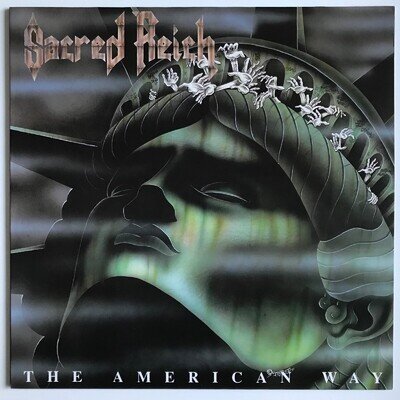 SACRED REICH -THE AMERICAN WAY- AWESOME RARE FIRST PRESS VINYL LP ROADRACER '90