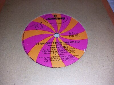 Jon English – Straight From The Heart 7" SINGLE 1981 VERY GOOD+