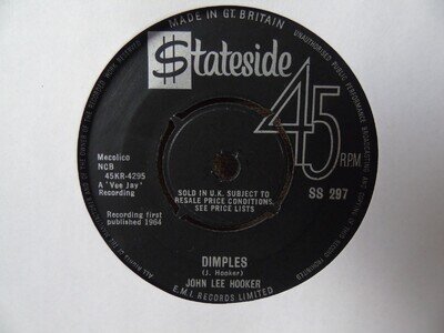 JOHN LEE HOOKER DIMPLES 1964 STATESIDE 7" VG