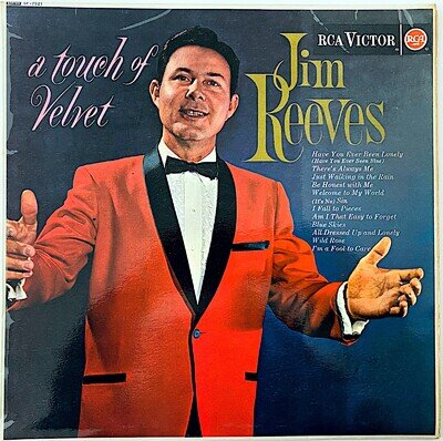 JIM REEVES - A TOUCH OF VELVET - 1962 UK RELEASE VINYL LP ALBUM STEREO- VG/VG+