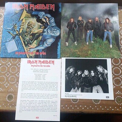 IRON MAIDEN RARE No Prayer For The Dying Vinyl & Promo Photo & Press Sheet EX