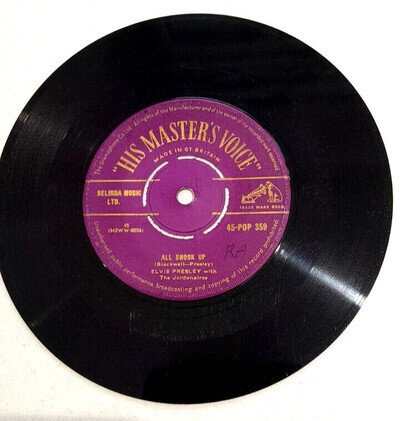 Elvis Presley's HMV 7" 45 POP 359 All Shook up GOLD CASTLE CENTRE EX- VINYL